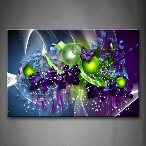 Artistic Purple Butterfly Green Ball Wall Art Painting The Picture Print On Canvas Abstract Pictures For Home Decor Decoration Gift 