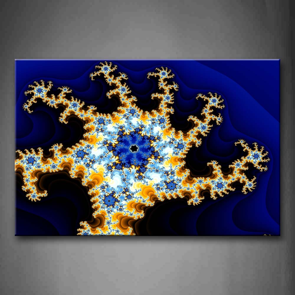 Fractal Blue Yellow Abstract Pattern Wall Art Painting Pictures Print On Canvas Abstract The Picture For Home Modern Decoration 