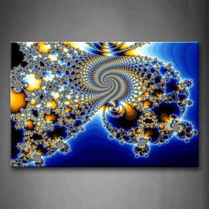 Fractal Blue Yellow Like A Deep Hole Wall Art Painting Pictures Print On Canvas Abstract The Picture For Home Modern Decoration 