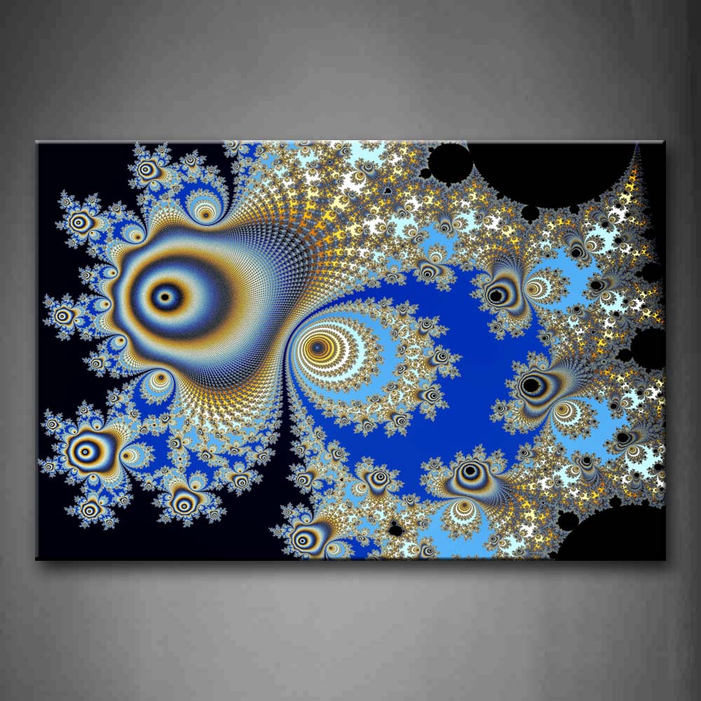 Fractal Blue Yellow Circles Black Like Many Holes Wall Art Painting The Picture Print On Canvas Abstract Pictures For Home Decor Decoration Gift 