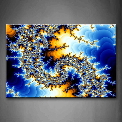 Fractal Blue Yellow Pattern Wall Art Painting Pictures Print On Canvas Abstract The Picture For Home Modern Decoration 