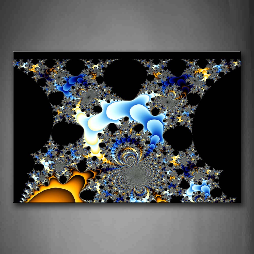 Fractal Yellow Blue Black Like A Pattern Wall Art Painting Pictures Print On Canvas Abstract The Picture For Home Modern Decoration 