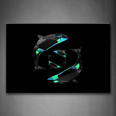 Abstract Black Background Facets Like Shark Wall Art Painting Pictures Print On Canvas Abstract The Picture For Home Modern Decoration 