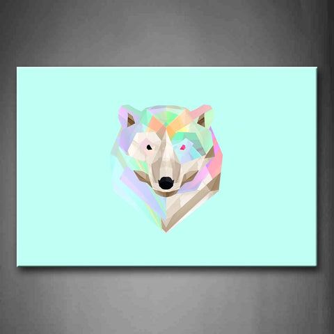 Light Blue Background Like A Colorful Wolf Wall Art Painting The Picture Print On Canvas Abstract Pictures For Home Decor Decoration Gift 