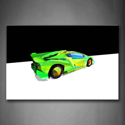 Black And White Background A Green Car Wall Art Painting The Picture Print On Canvas Abstract Pictures For Home Decor Decoration Gift 