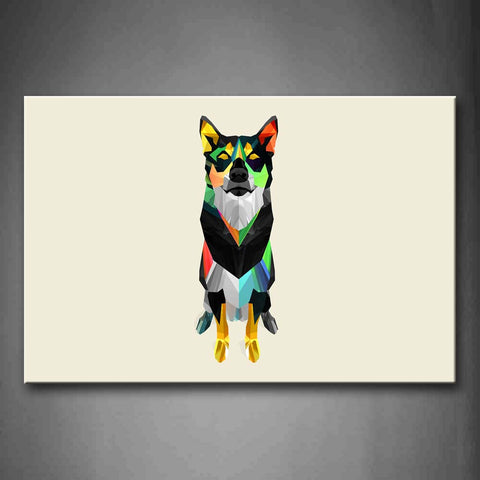 White Background A Colorful Dog Wall Art Painting Pictures Print On Canvas Abstract The Picture For Home Modern Decoration 