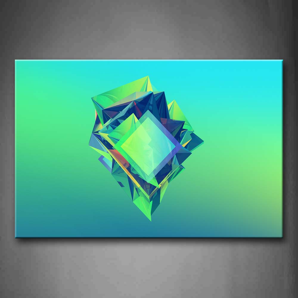 Blue And Green Background Squares  Wall Art Painting The Picture Print On Canvas Abstract Pictures For Home Decor Decoration Gift 