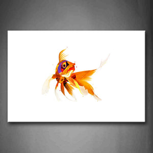 White Background A Yellow Goldfish Wall Art Painting The Picture Print On Canvas Abstract Pictures For Home Decor Decoration Gift 