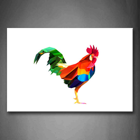 White Background Colorful Cock Wall Art Painting Pictures Print On Canvas Abstract The Picture For Home Modern Decoration 