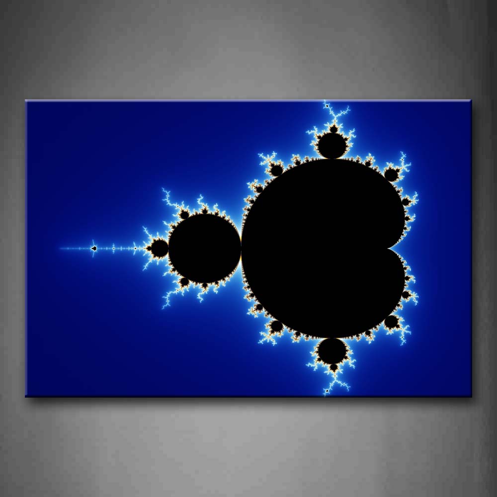 Fractal Blue Background Black Shape Wall Art Painting Pictures Print On Canvas Abstract The Picture For Home Modern Decoration 