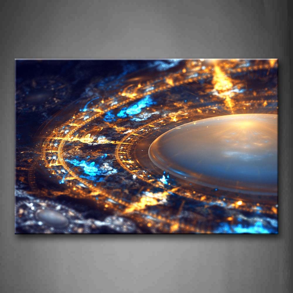 Fractal Yellow Blue Circles Abstract Wall Art Painting Pictures Print On Canvas Abstract The Picture For Home Modern Decoration 