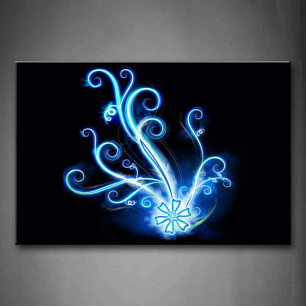 Blue Like A Plant Black Background Wall Art Painting Pictures Print On Canvas Abstract The Picture For Home Modern Decoration 