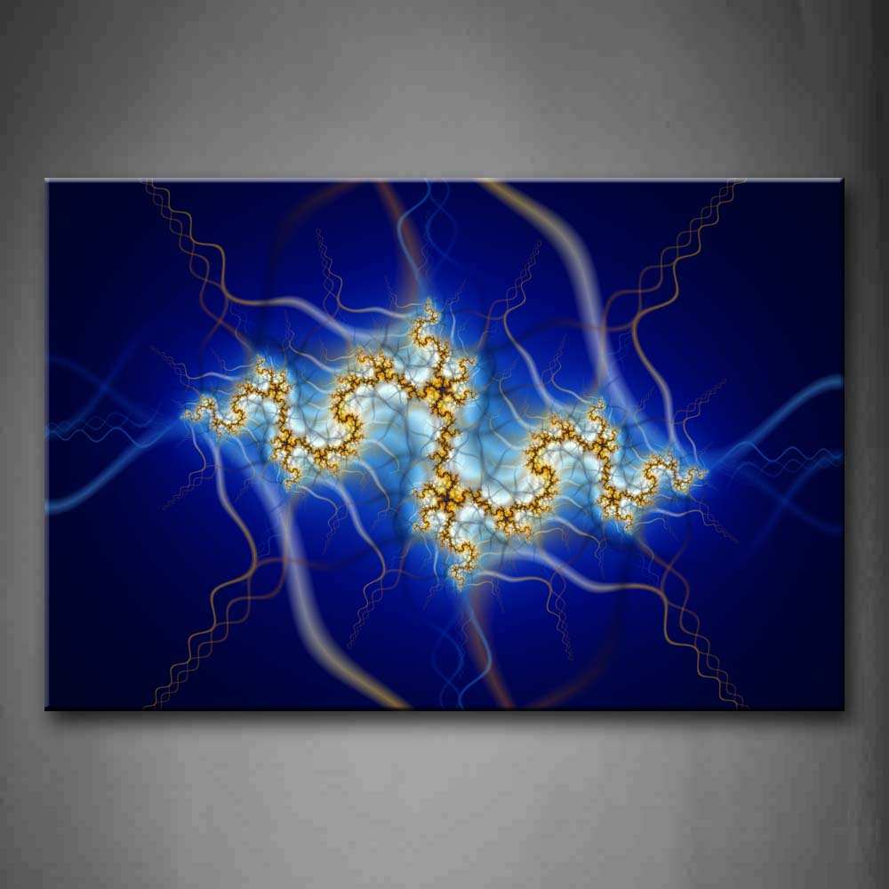 Fractal Blue Yellow Lines Wall Art Painting Pictures Print On Canvas Abstract The Picture For Home Modern Decoration 