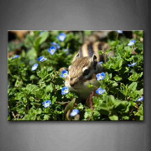 Chipmunk Walk In Flowering Shrubs  Wall Art Painting Pictures Print On Canvas Animal The Picture For Home Modern Decoration 