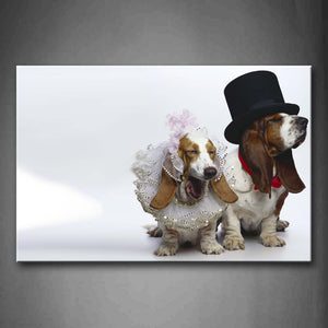 Basset Hounds Wear Hat Like Marry Wall Art Painting Pictures Print On Canvas Animal The Picture For Home Modern Decoration 