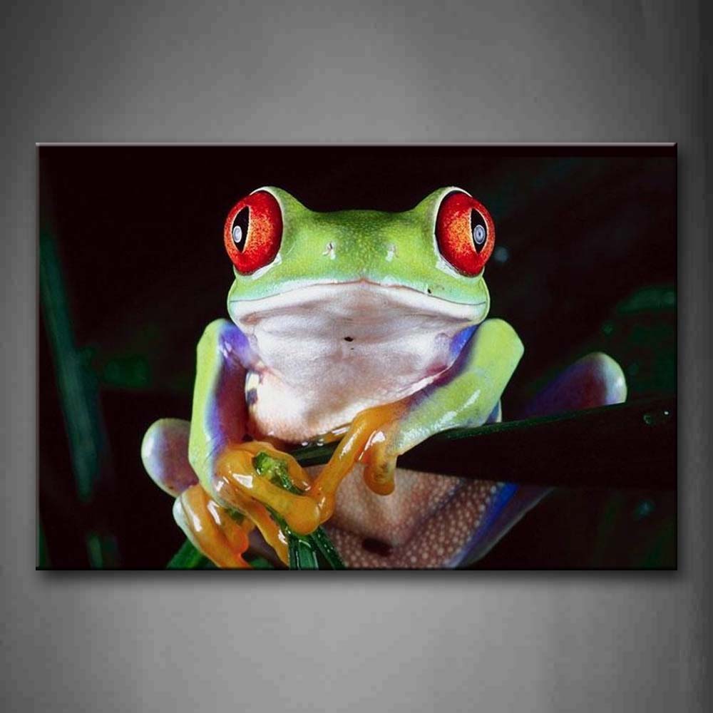 Green Frog Climb On Grass At Night Wall Art Painting The Picture Print On Canvas Animal Pictures For Home Decor Decoration Gift 