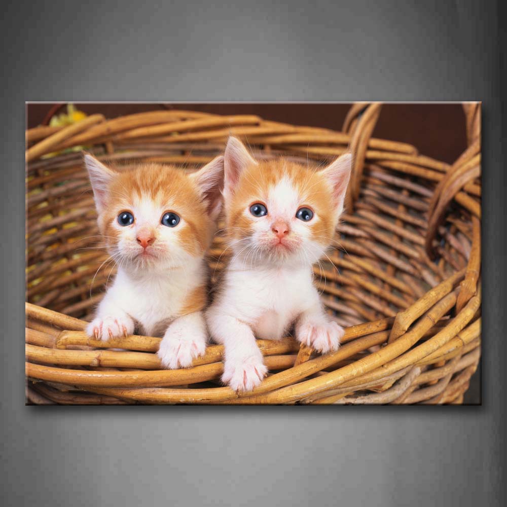 Two Cats In Basket Wall Art Painting The Picture Print On Canvas Animal Pictures For Home Decor Decoration Gift 