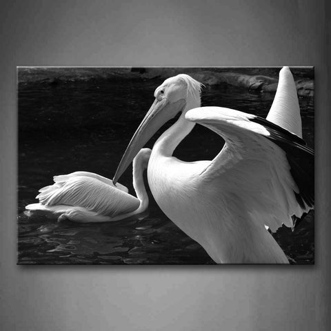 Two Pelicans On Water  Wall Art Painting The Picture Print On Canvas Animal Pictures For Home Decor Decoration Gift 