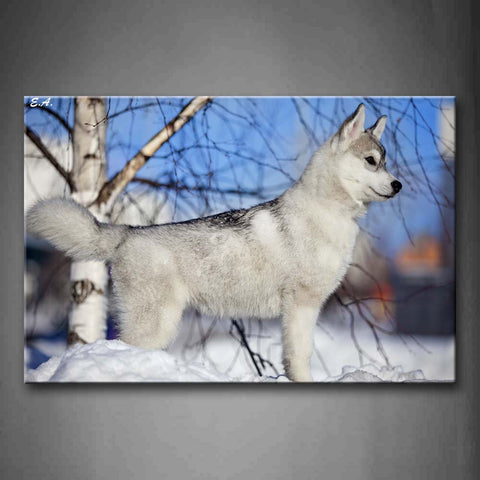 Dog Stand On Snowfiled Near A Tree Wall Art Painting Pictures Print On Canvas Animal The Picture For Home Modern Decoration 