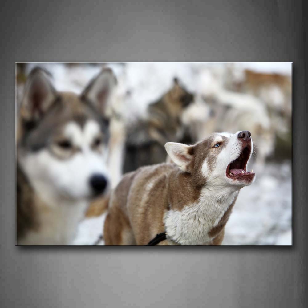 Dogs Winter Howl Wall Art Painting The Picture Print On Canvas Animal Pictures For Home Decor Decoration Gift 