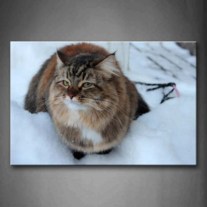 Cat Sit On Snowfield Wall Art Painting The Picture Print On Canvas Animal Pictures For Home Decor Decoration Gift 