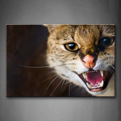 Serval Head  Open Mouth Wall Art Painting The Picture Print On Canvas Animal Pictures For Home Decor Decoration Gift 