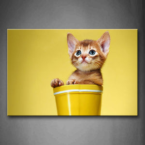 Yellow Cat In Glass Wall Art Painting The Picture Print On Canvas Animal Pictures For Home Decor Decoration Gift 