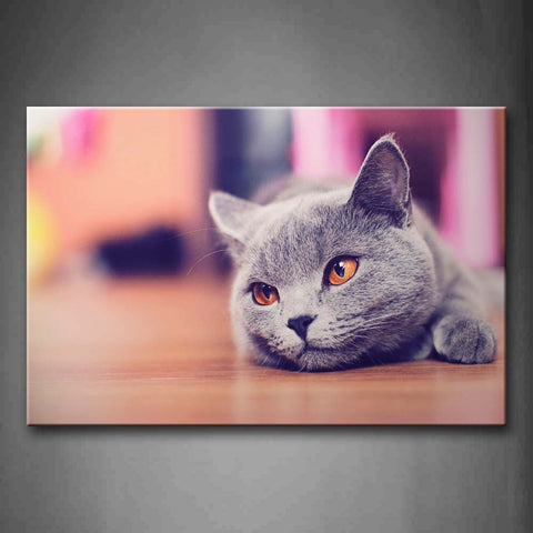 Gray Cat Bend Over Land Wall Art Painting The Picture Print On Canvas Animal Pictures For Home Decor Decoration Gift 