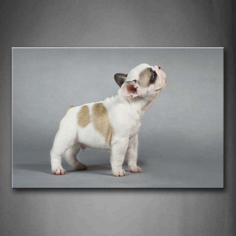 White And Yellow Puppy Stand Gray Background Wall Art Painting Pictures Print On Canvas Animal The Picture For Home Modern Decoration 