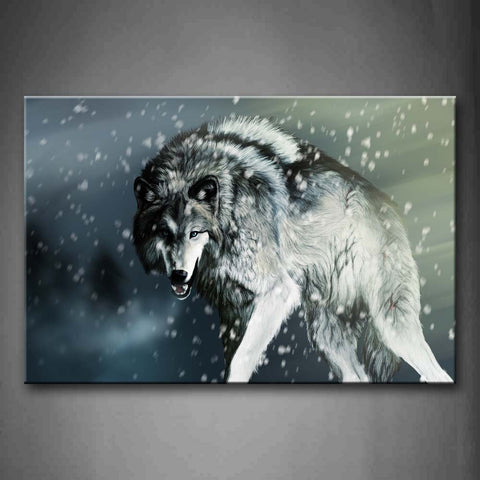 Artistic Wolf Snowing Wall Art Painting Pictures Print On Canvas Animal The Picture For Home Modern Decoration 