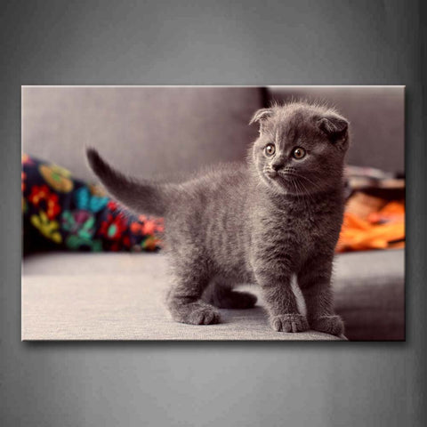 Gray Cat Stand On Sofa Wall Art Painting The Picture Print On Canvas Animal Pictures For Home Decor Decoration Gift 