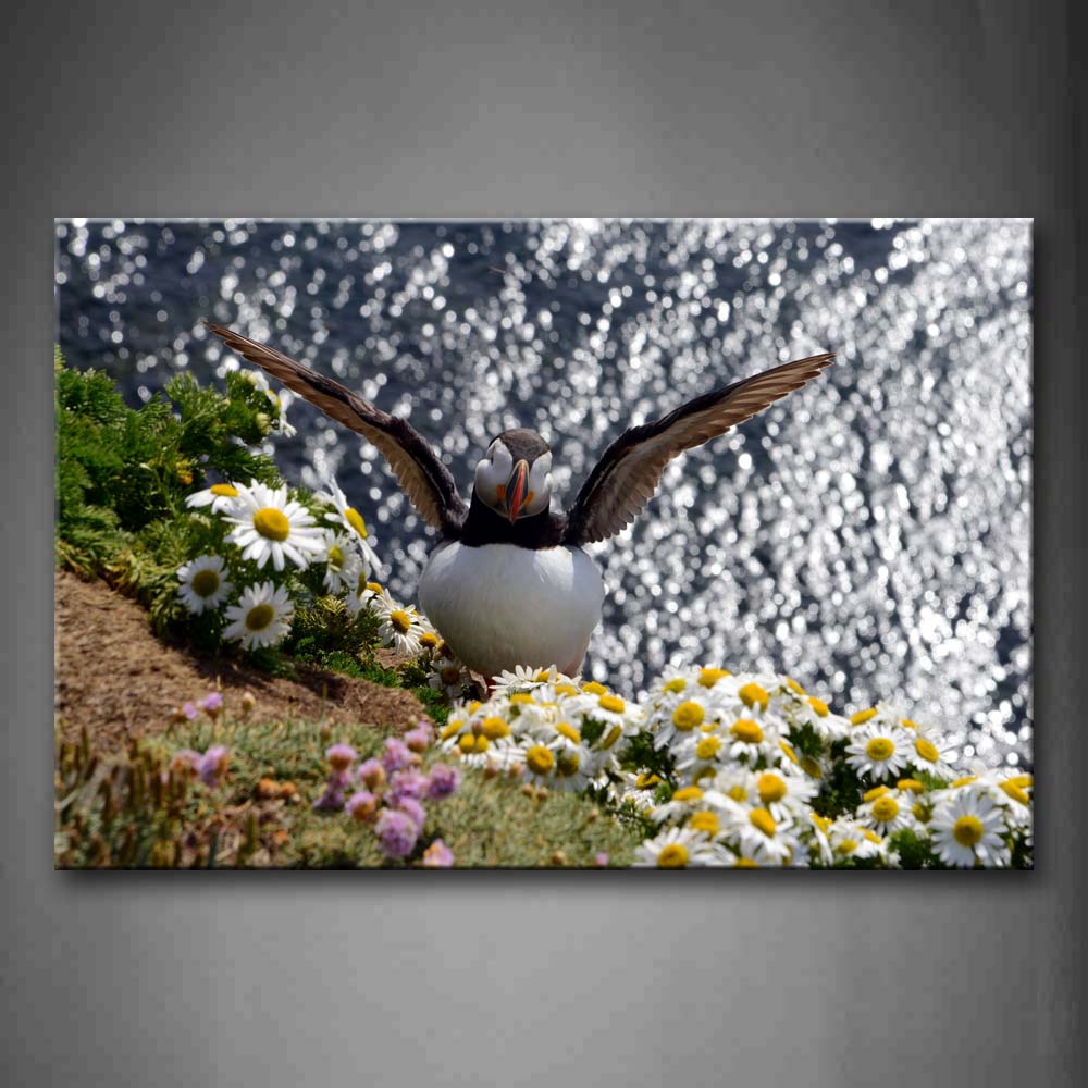 Bird Stand Near A Sea And Flower Wall Art Painting The Picture Print On Canvas Animal Pictures For Home Decor Decoration Gift 