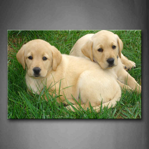 Two Labrador Retrievers Sit On Green Grass Wall Art Painting The Picture Print On Canvas Animal Pictures For Home Decor Decoration Gift 