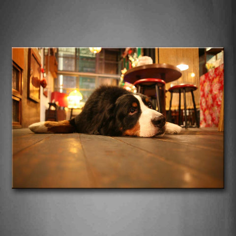 Dog Lying On Front Floor With Light Wall Art Painting The Picture Print On Canvas Animal Pictures For Home Decor Decoration Gift 