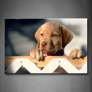 Yellow Puppy Bend Over Fence Wall Art Painting The Picture Print On Canvas Animal Pictures For Home Decor Decoration Gift 
