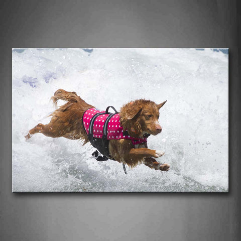 Yellow Dog Run In Water Wall Art Painting Pictures Print On Canvas Animal The Picture For Home Modern Decoration 