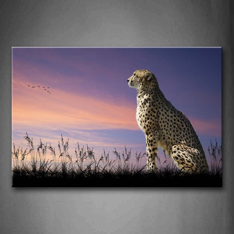 Cheetah Sitting In Field At Sunset Wall Art Painting The Picture Print On Canvas Animal Pictures For Home Decor Decoration Gift 