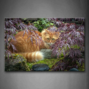 Yellow Cat Hide In Pink Tree Wall Art Painting Pictures Print On Canvas Animal The Picture For Home Modern Decoration 