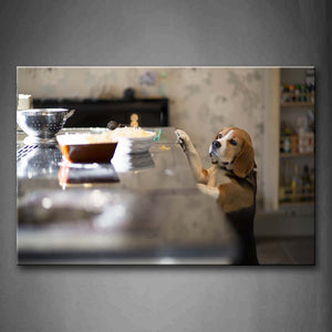 Beagle Stand To Eating Food On Desk Wall Art Painting Pictures Print On Canvas Animal The Picture For Home Modern Decoration 