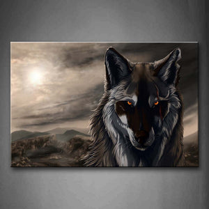 Artistic A Wolf Head Mountain Moon Wall Art Painting The Picture Print On Canvas Animal Pictures For Home Decor Decoration Gift 