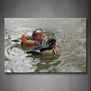 Pair Of Mandarin Duck On Water Wall Art Painting The Picture Print On Canvas Animal Pictures For Home Decor Decoration Gift 