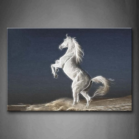 Artistic A White Horse Stand  Wall Art Painting The Picture Print On Canvas Animal Pictures For Home Decor Decoration Gift 