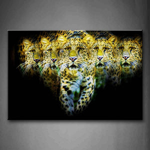 Artistic Many Jaguar In Black Background Wall Art Painting The Picture Print On Canvas Animal Pictures For Home Decor Decoration Gift 