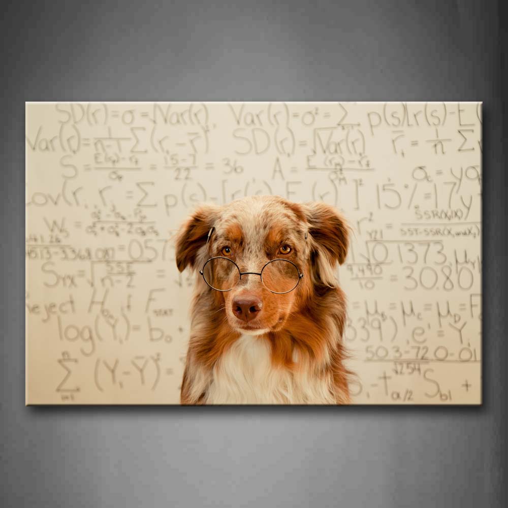 A Yellow Dog Wear Glass In Front Of Figure Background Wall Art Painting Pictures Print On Canvas Animal The Picture For Home Modern Decoration 