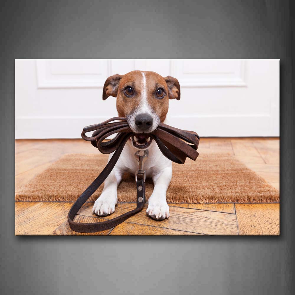 Dog Bite A Belt In Front Of Door Wall Art Painting The Picture Print On Canvas Animal Pictures For Home Decor Decoration Gift 