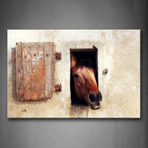 Horse In Stable Only Reveal A Head Wall Art Painting Pictures Print On Canvas Animal The Picture For Home Modern Decoration 