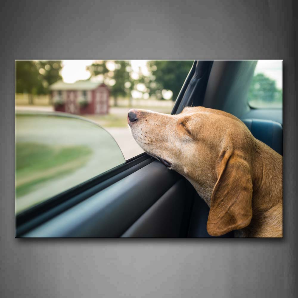 Yellow Dog Have Rest In Car Wall Art Painting The Picture Print On Canvas Animal Pictures For Home Decor Decoration Gift 