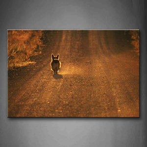 Dog Walk Along A Long Mud Road Wall Art Painting Pictures Print On Canvas Animal The Picture For Home Modern Decoration 