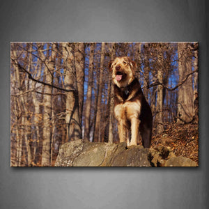 Dog Stand On Rock Forest Wall Art Painting The Picture Print On Canvas Animal Pictures For Home Decor Decoration Gift 