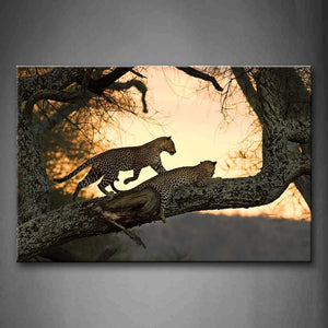 Two Leopard In Big Tree Wall Art Painting The Picture Print On Canvas Animal Pictures For Home Decor Decoration Gift 